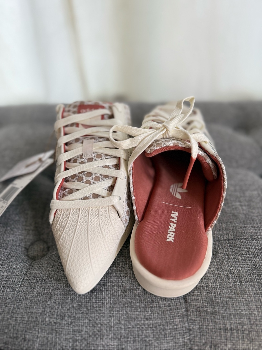 Ivy Park Adidas Mule NWT Women’s US 7 Lace-Up Sneaker Mule in Cream and Rosewood - Picture 2 of 4